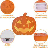 Halloween Pumpkin Light Decoration, Pumpkin Lamp, Fall Decor Pumpkin Lantern, Durable Two-Sided Halloween Lighted Pumpkin Shadow Box (Orange)