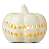 Harvest Pre-Lit White Ceramic Pumpkin Decoration, 5.25 In, by