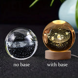 6Cm 3D Crystal Ball Crystal Planet Night Light Laser Engraved Solar System Globe Astronomy Birthday Gift Home Desktop Decoration