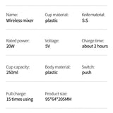 New Wireless Portable Electric Food Mixer