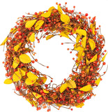 Door Wreath 22 Inch Artificial Fall Berry Wreath Fall Harvest Silk Fall Front Door Maple Leaf Wreath for Front Door Fall Decorations