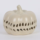 Harvest Pre-Lit White Ceramic Pumpkin Decoration, 5.25 In, by