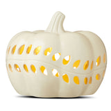 Harvest Pre-Lit White Ceramic Pumpkin Decoration, 5.25 In, by