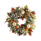 Wreaths for Front Door,Fall Pumpkin Wreath Fall Year round Wreath for Front Door Artificial Fall Wreath Fall Front Door Wreath Family Farmhouse Decor and Thanksgiving Wreath for Holiday Celebrations