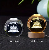 6Cm 3D Crystal Ball Crystal Planet Night Light Laser Engraved Solar System Globe Astronomy Birthday Gift Home Desktop Decoration